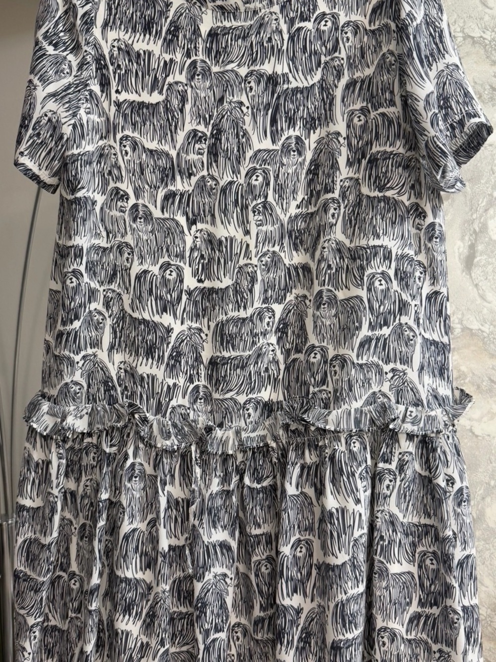 Opening Ceremony White Dress with Black Sketch Print